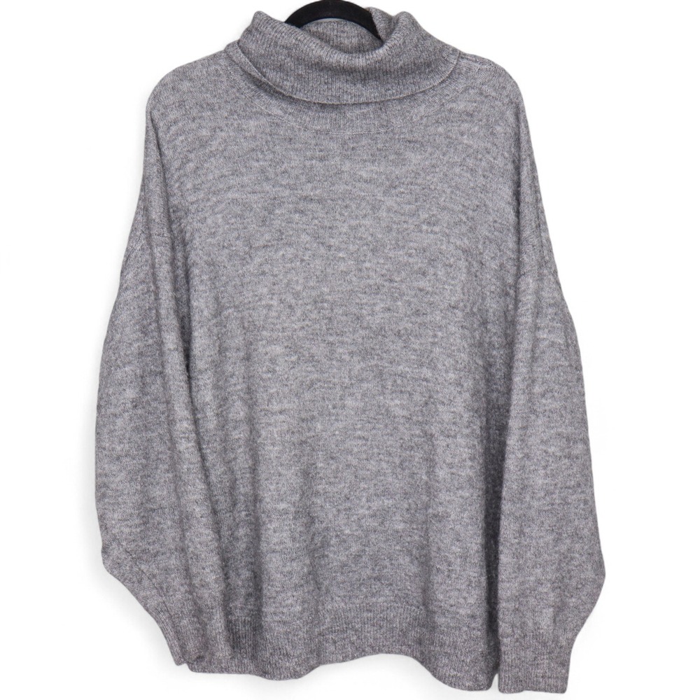 Zara Womens Gray Alpaca Blend Oversized Turtleneck Casual Comfy Sweater Size S